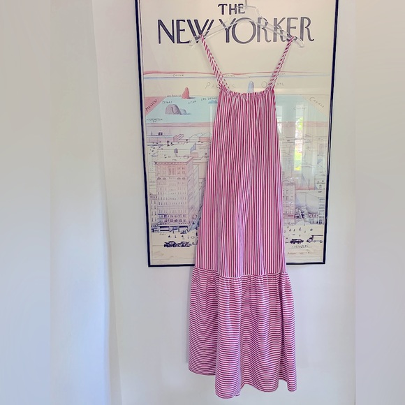 Zara red + white thin stripe poplin maxi dress cotton size XS - Picture 5 of 10